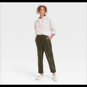 High-Rise Faux Leather Tapered Ankle Pants